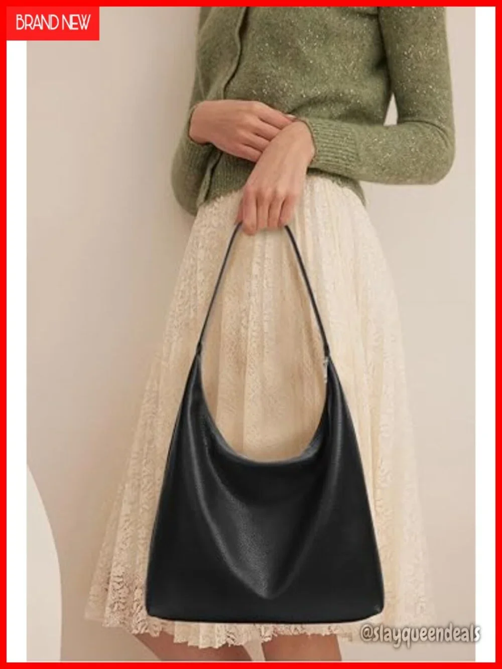 Slouchy Vegan Leather Hobo Shoulder Bag 18L